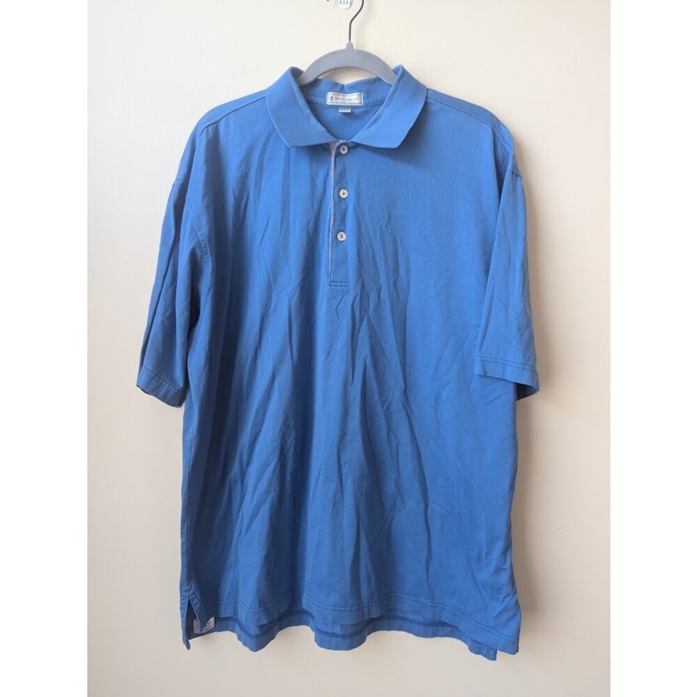 Peter Millar Light Blue Summer Golf Polo Shirt Mens Large